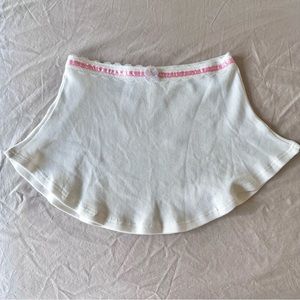 Coquette mini skirt with white lace pink satin ribbon trim and bow